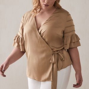 Flutter Sleeve Wrap Blouse